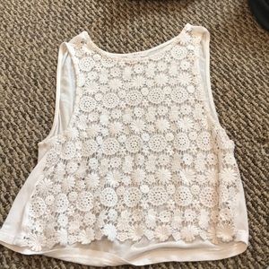 White lace front top